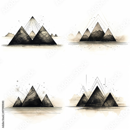 the three pyramids of egpyt, simple line-work photo