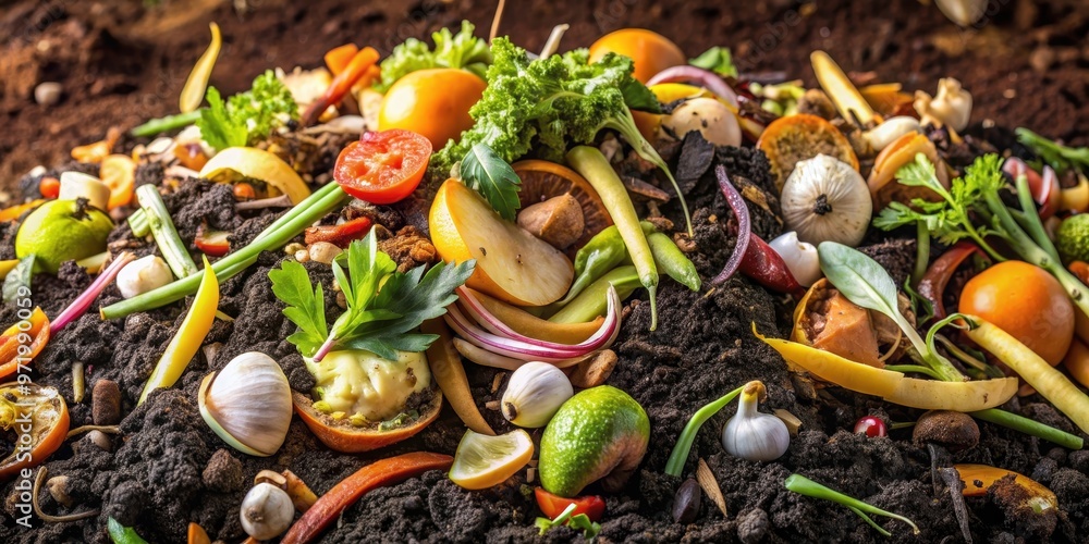 of food scraps being composted to reduce waste and create nutrient-rich ...