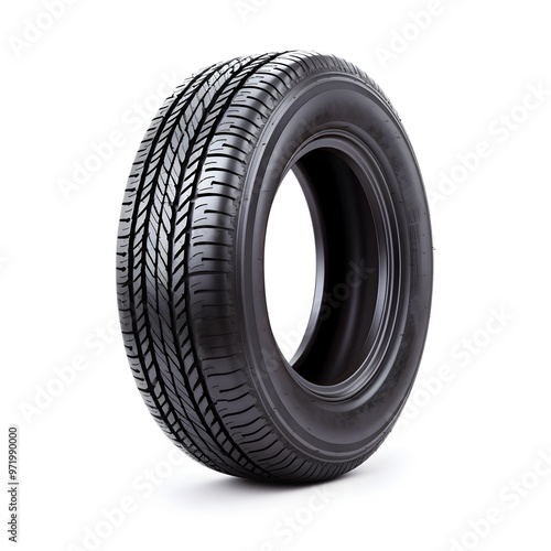 Isolated Tire on White Background Automotive Rubber Wheel for Car Truck or Motorcycle