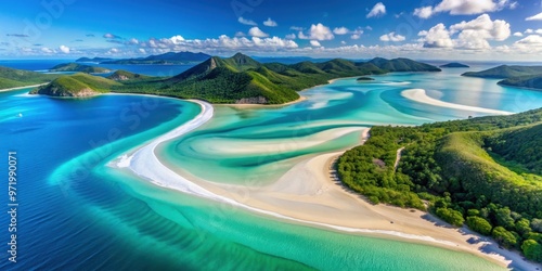 Aerial view of Whitehaven Beach in Whitsunday Islands, Australia, Whitehaven Beach, aerial view