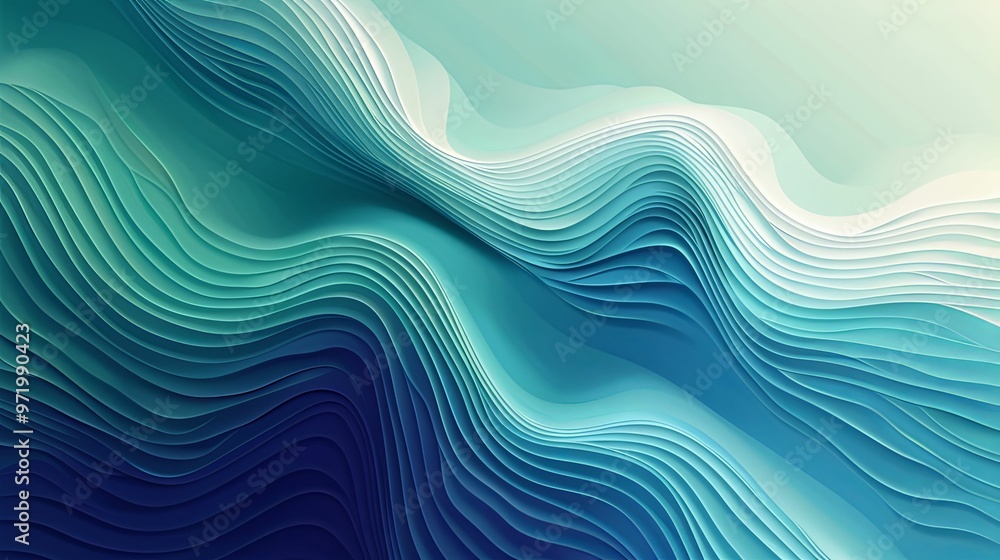 Abstract Blue and Green Layered Wavy Pattern Abstract Blue and Green Layered Wavy Pattern
