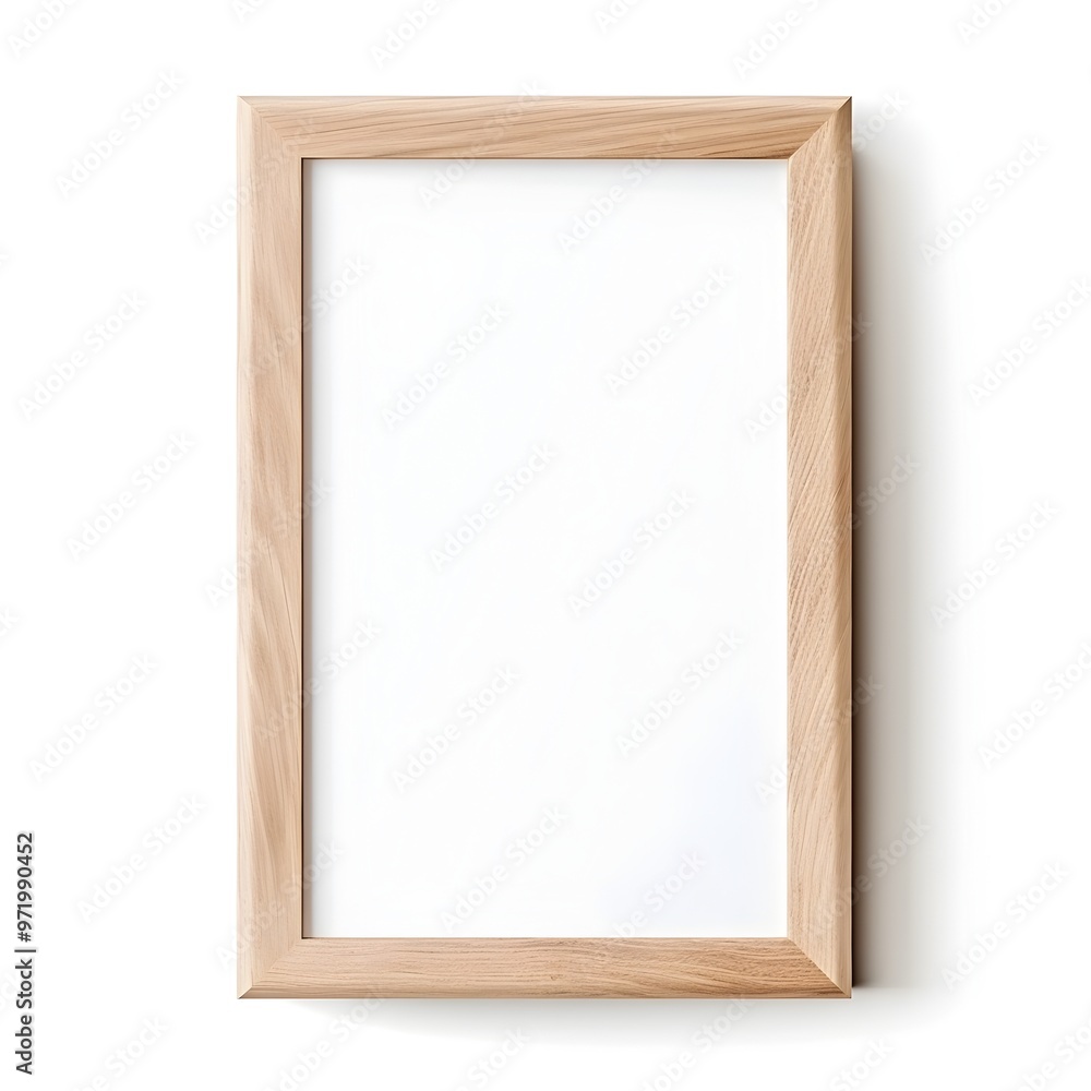 Obraz premium Vertical Minimal Natural Wooden Photo Frame on White Background
