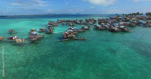 Aerial footage of the Omadal island, Semporna Sabah, Malaysia. photo