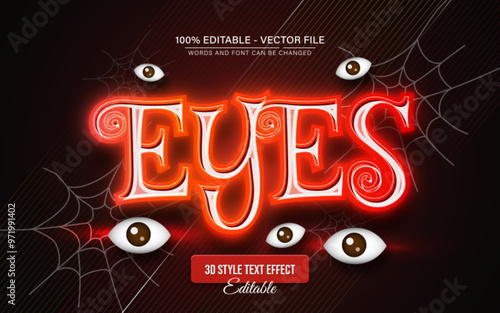 Horror glowing neon red eyes text effect editable