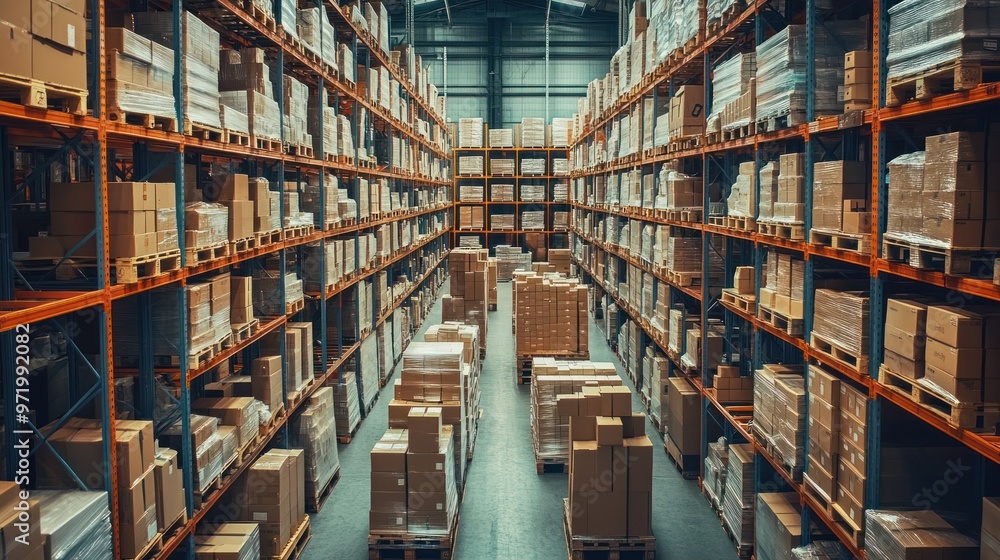 custom made wallpaper toronto digitalWarehouse filled with boxes and pallets, a large product storage space in e-commerce. Warehouse is a place for receiving, temporary storage and inventory of parts, materials and goods.