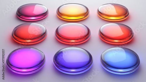 Free Download set of roun neon stickers modern colorful icons for social account design abstract circles isolate on white background - GFXLoad