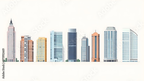 A Row of Tall Buildings with Different Architectural Styles and Colors