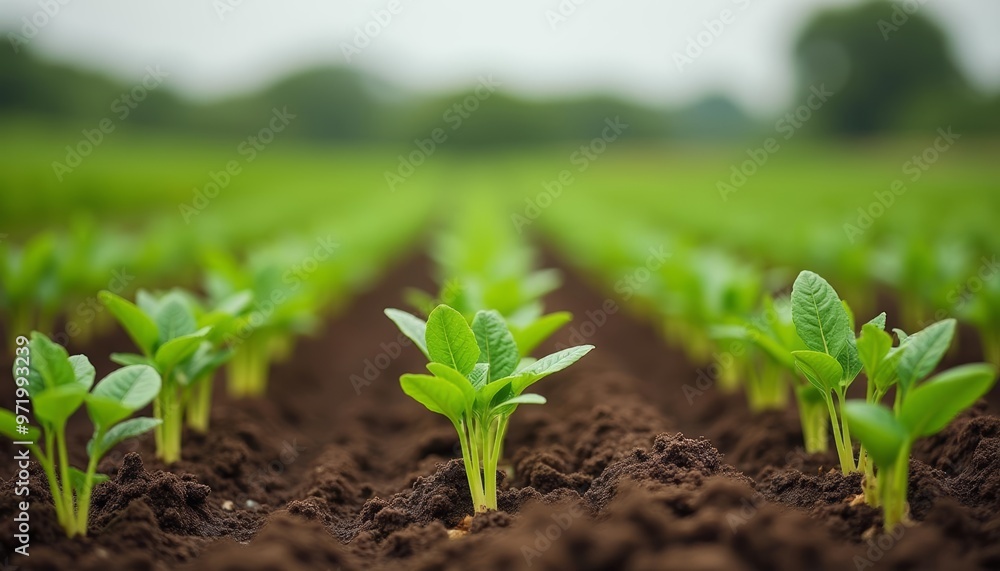 New beginnings A field of freshly sprouted plants New beginnings A field of freshly sprouted plants