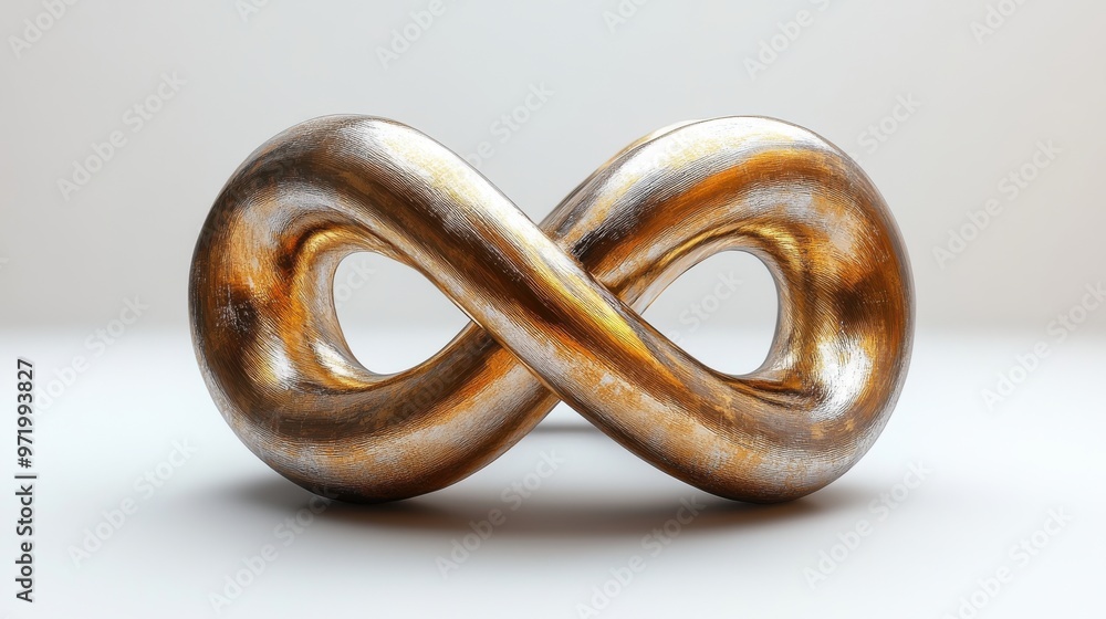 twiste golden loop simple geometric shape unique abstract object design element isolate on white background twiste golden loop simple geometric shape unique abstract object design element isolate on white background