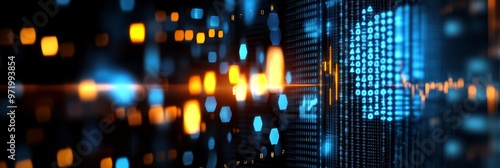 Wallpaper Mural Abstract digital background with glowing data points and lines representing commodity prices fluctuating in the energy market. The image symbolizes data analytics, market volatility, and the interconn Torontodigital.ca