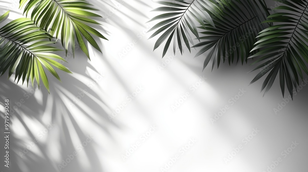Tropical Palm Leaves with Shadows – Generative AI Tropical Palm Leaves with Shadows – Generative AI