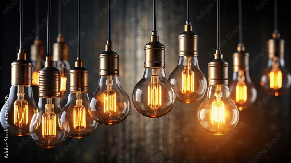 Glowing light bulbs against a dark background, illumination, innovation, electric, brilliance, energy, idea, creativity Glowing light bulbs against a dark background, illumination, innovation, electric, brilliance, energy, idea, creativity
