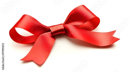 Blank card note with ribbon bow for Christmas celebration greeting.