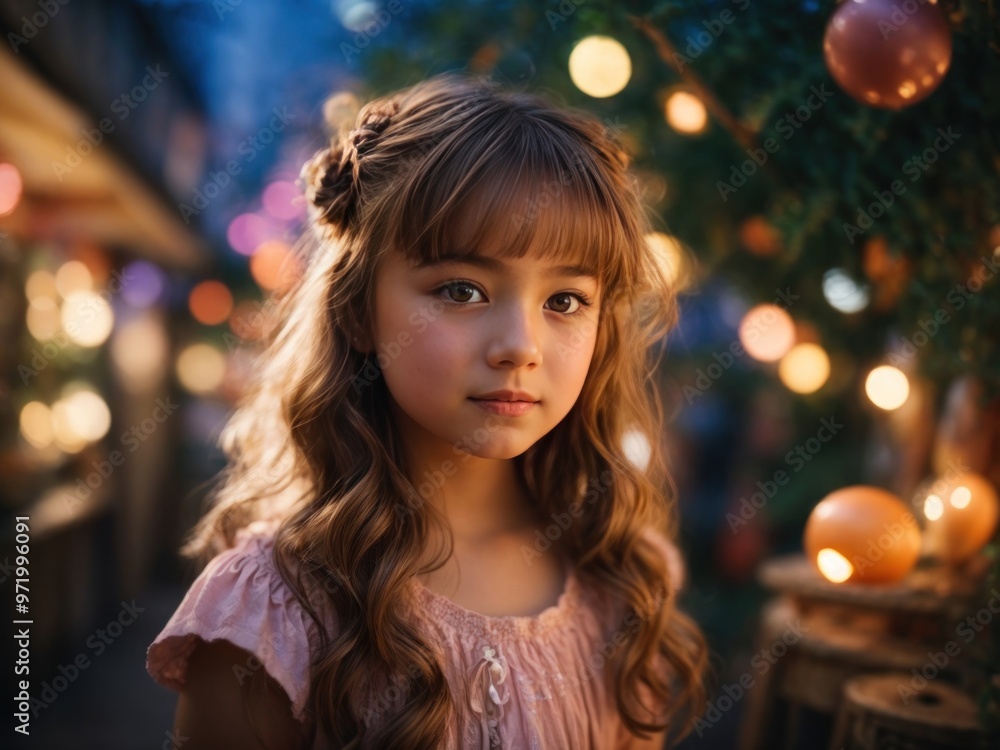 portrait of adorable lovely girl fantasy on vibrant background portrait of adorable lovely girl fantasy on vibrant background