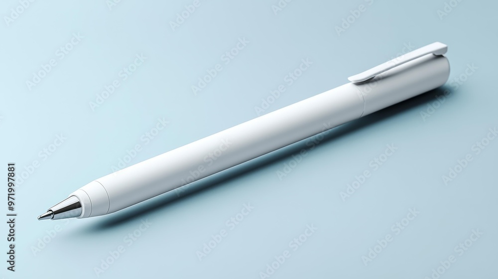 White Minimalistic Ballpoint Pen Isolated on a Light Background Generative AI White Minimalistic Ballpoint Pen Isolated on a Light Background Generative AI