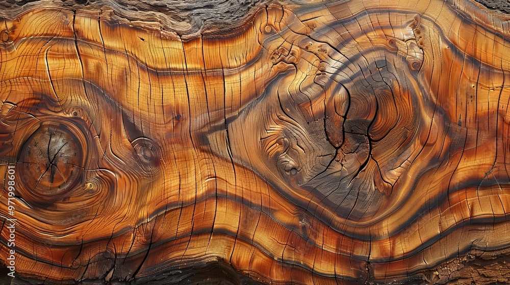 Closeup of Knotted and Wavy Wooden Texture Closeup of Knotted and Wavy Wooden Texture