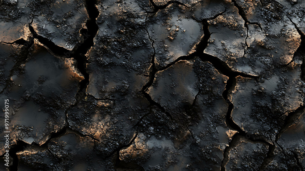 Dark, cracked, rocky, textured surface. Dark, cracked, rocky, textured surface.