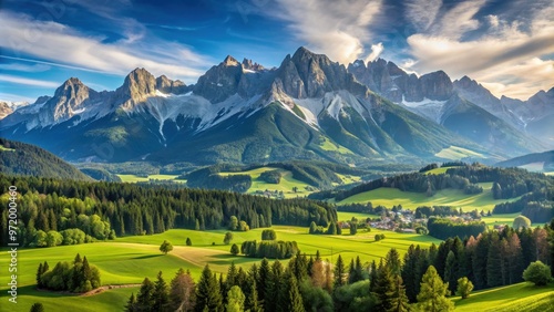 Picturesque panoramic view of the majestic Alpen Tirol mountain range, mountains, landscape, Austria, Alps, scenic, snow-capped