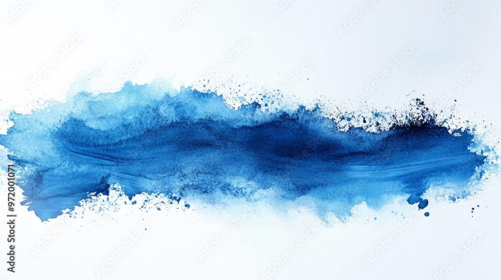 Blue Watercolor Brush Stroke on White Background Generative AI Blue Watercolor Brush Stroke on White Background Generative AI