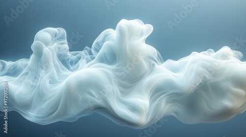 Abstract White Smoke Swirls on Blue Background Generative AI