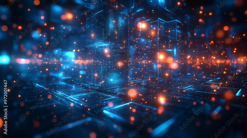 Abstract Futuristic Digital Blockchain Concept Generative AI Abstract Futuristic Digital Blockchain Concept Generative AI