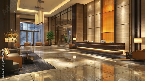 Recently inaugurated hotel lobby showcasing a stylish and elegant modern aesthetic.