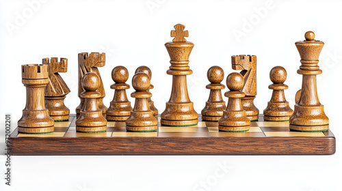 A chessboard with pieces in...