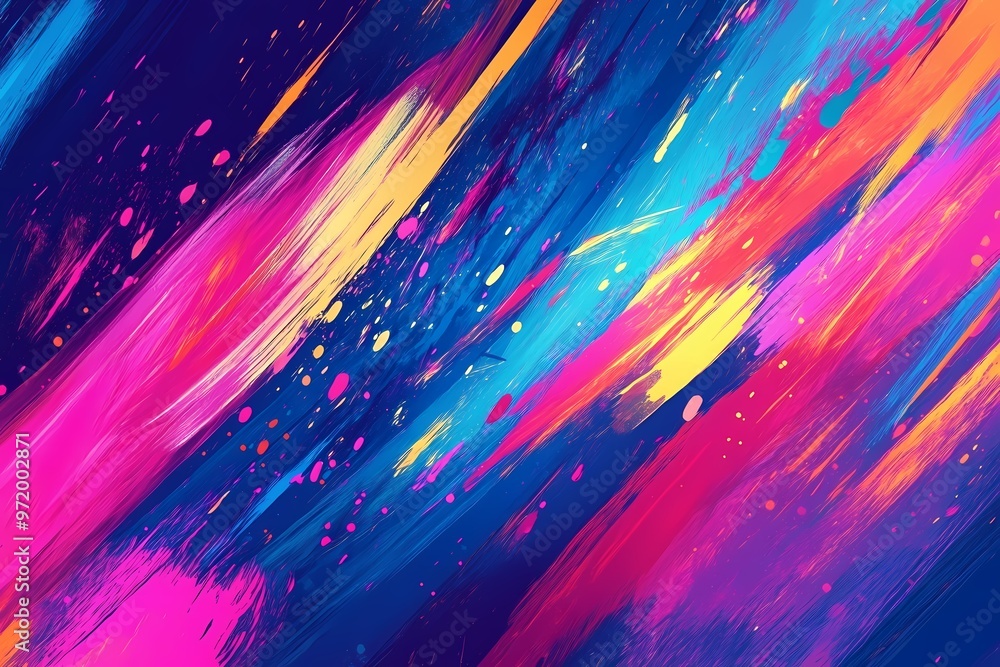 Obraz premium Abstract Vibrant Paint Strokes: A mesmerizing digital artwork featuring bold, colorful strokes in a dynamic composition, creating a sense of energy and movement. It evokes a sense of creativity, dynam