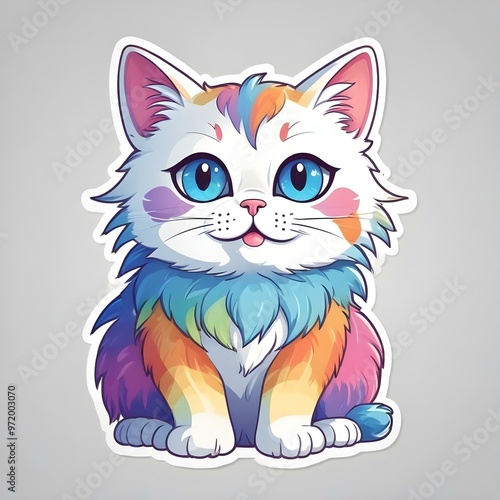 A colorful cartoon animal vector with a rainbow body photo