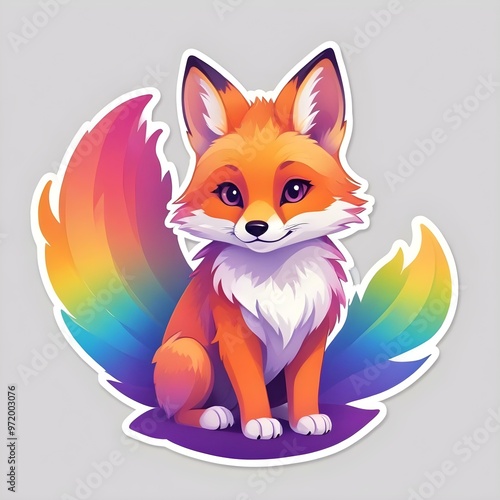 A colorful cartoon animal vector with a rainbow body photo