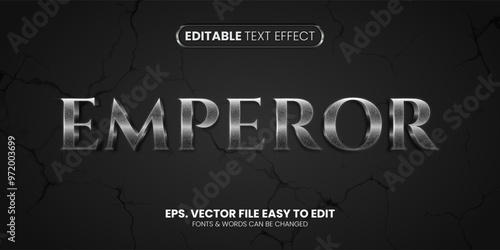 Metallic silver editable text effect, 3D text style