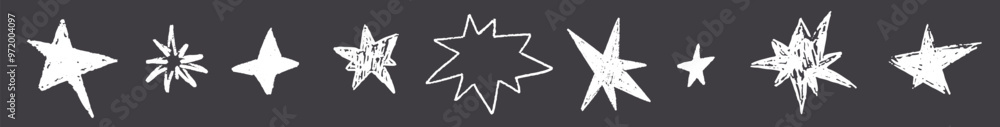 Hand drawn star scribble crayon set. Squiggle, scratch doodle kid star set. Crayon scratch texture shape children kid naive. Vector illustration Hand drawn star scribble crayon set. Squiggle, scratch doodle kid star set. Crayon scratch texture shape children kid naive. Vector illustration