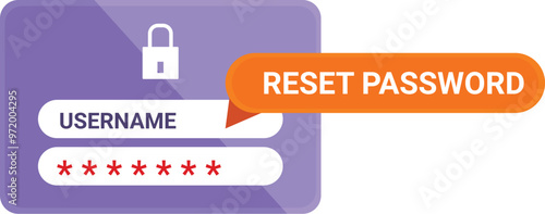 Reset password form with username and password fields is showing the concept of cybersecurity