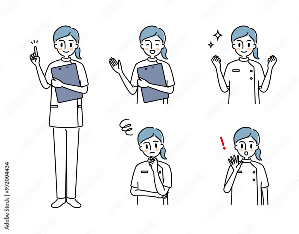 看護師のイラスト ポーズ表情セット 看護師のイラスト ポーズ表情セット