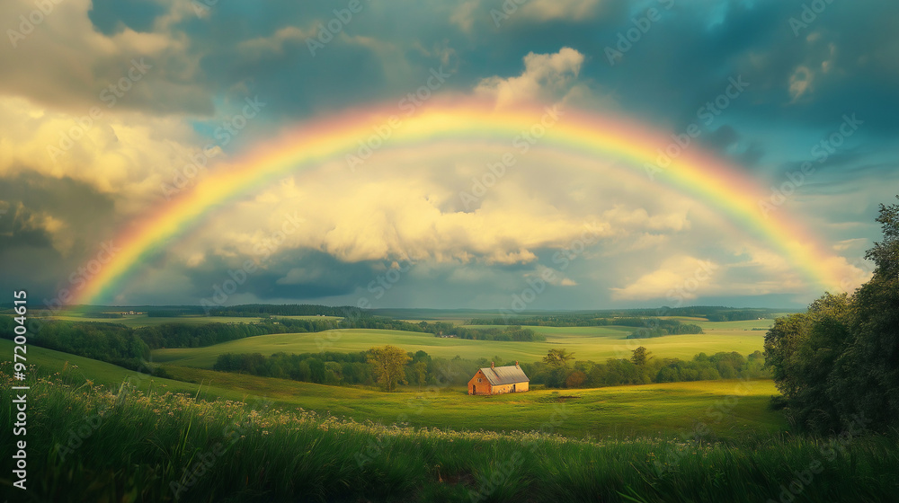 rainbow over green field rainbow over green field
