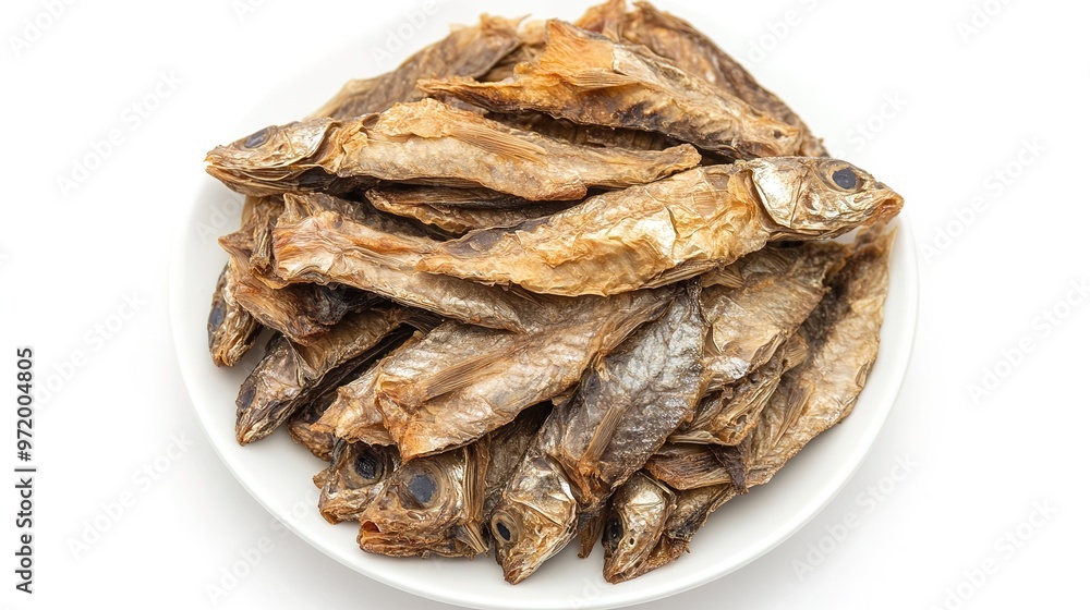 Top View of Filipino Dried Danggit (Rabbitfish) Arranged in a Circular Pattern. This high-resolution image showcases the crispy, dried texture of Danggit, Top View of Filipino Dried Danggit (Rabbitfish) Arranged in a Circular Pattern. This high-resolution image showcases the crispy, dried texture of Danggit,
