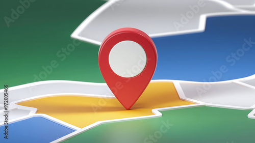 A 3D render of a clean and modern design with a red location pin icon against a colorful background resembling a map Free Download A 3D render of a clean and modern design with a red location pin icon against a colorful background resembling a map - GFXLoad