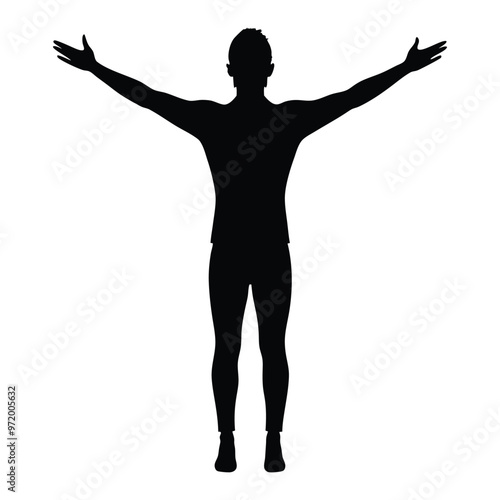 Silhouette Vector of a Man with Arms Spread Wide - Clipart