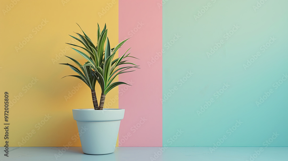 house plant in a vase on table against color background. house plant in a vase on table against color background.