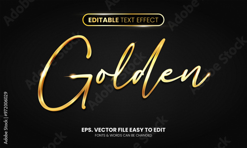 Golden script editable text effect, elegant gold style