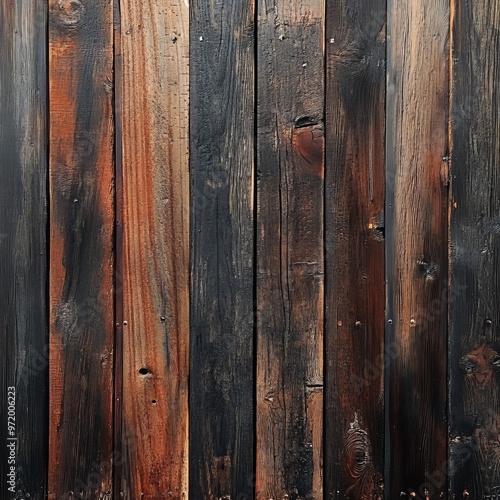 wooden old brown and black plank board with weathered texture, showcasing a rustic and vintage appearance