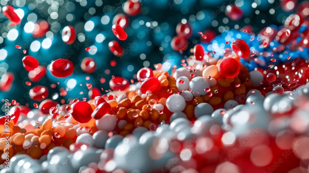 A Microscopic View of Red Blood Cells, White Blood Cells, and Platelets ...