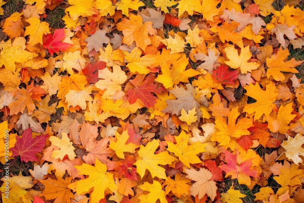 Colorful seasonal autumn background pattern, Vibrant carpet of fallen forest leaves. Colorful seasonal autumn background pattern, Vibrant carpet of fallen forest leaves.