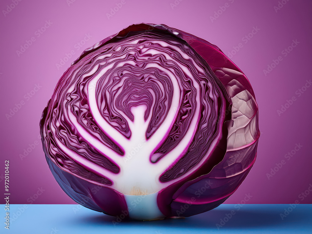 red cabbage isolated on colourful background red cabbage isolated on colourful background