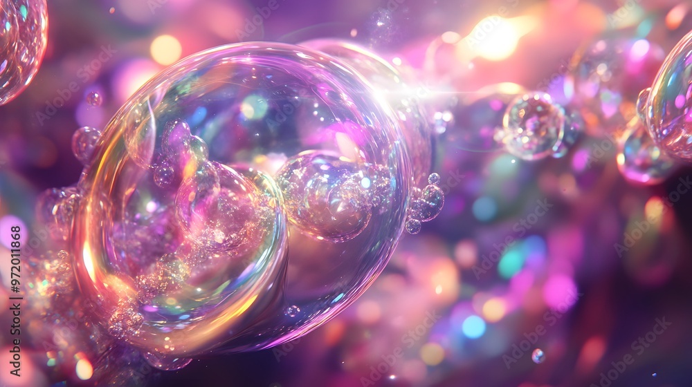 Abstract iridescent soap bubbles with bokeh effect Abstract iridescent soap bubbles with bokeh effect