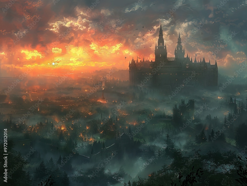 Fototapeta premium Mythical and Ethereal Landscape with Mystical Elements and Enchanted Aura