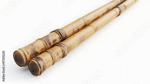 68. A detailed 3D render of a classic bamboo cane with intricate details, isolated on a pristine white background