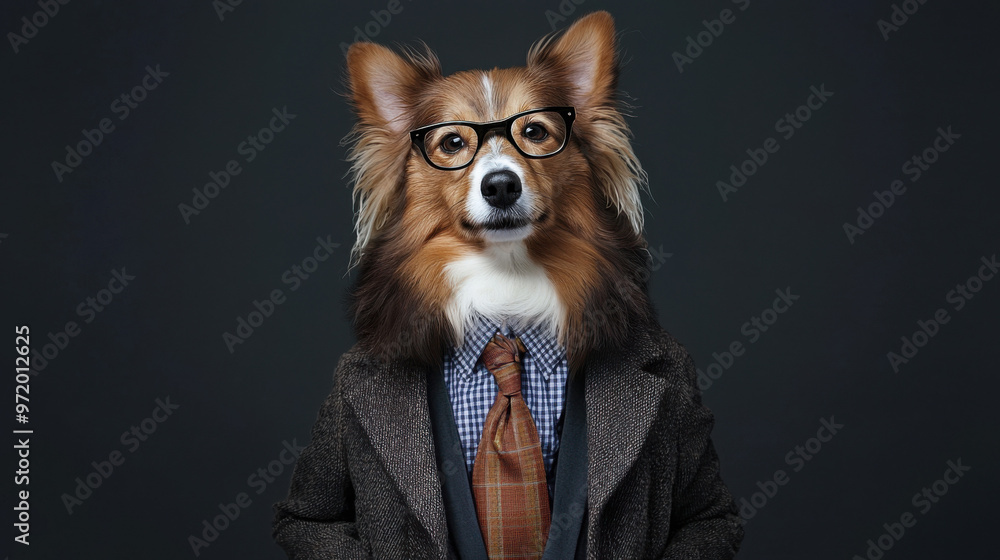 Obraz premium Dog in Suit and Glasses