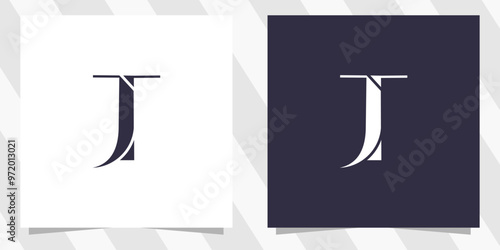 letter jt tj logo design vector photo