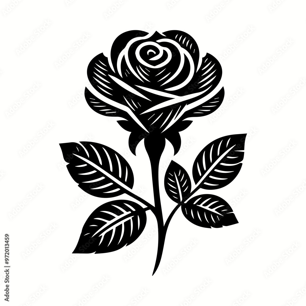 Elegant Rose Silhouette Design for Modern T-Shirt Graphics and Logo Elegant Rose Silhouette Design for Modern T-Shirt Graphics and Logo